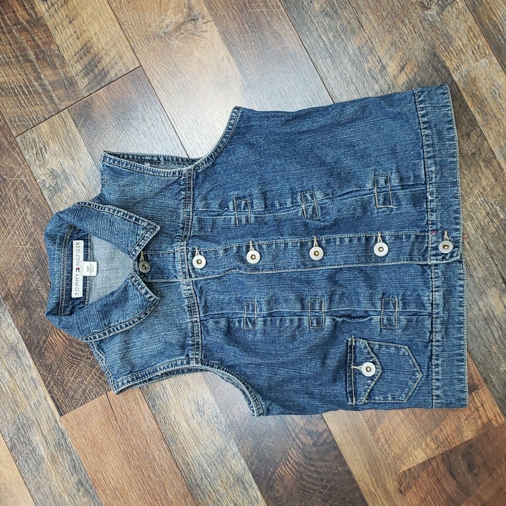 Tommy Hilfiger Y2K Medium Wash Blue Jean Vest, Size Small